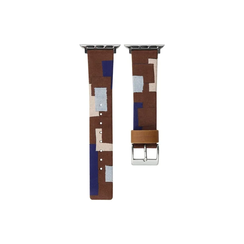 CHRROTA Mixed Denim Canvas Leather Strap Compatibility Apple Watch Apple Watch Iwatch 10/9876 Watch Strap-3
