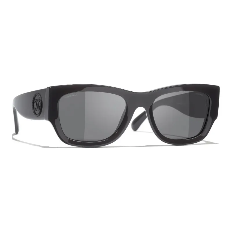 CHANEL Square Sunglasses Unisex Black-2