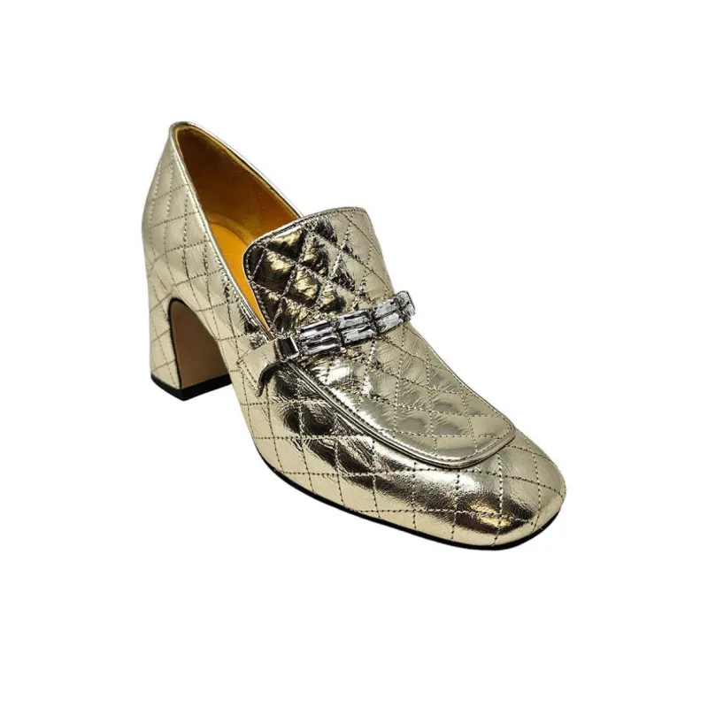MADISON MAISON Chunky Heel High Heels 7.5cm Women's Gold-1