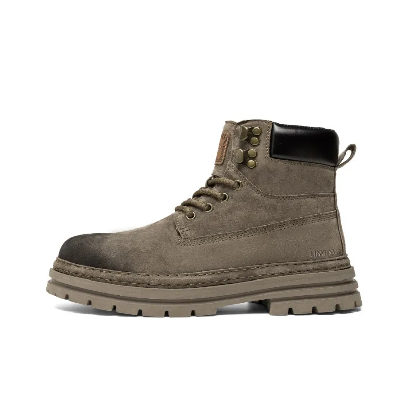 LINGPAO Martin Boots Men Gold/Khaki-3