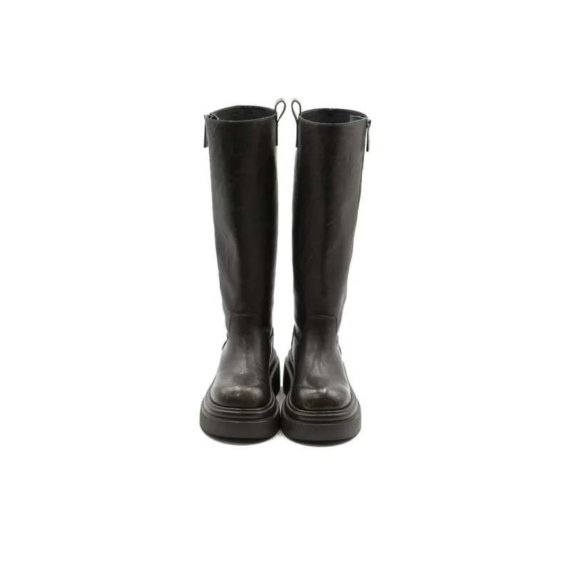 Little Sue Unique Design Trendy Fashion British Style Shiny Chelsea Long Boots Knee-high Boots Women's-2