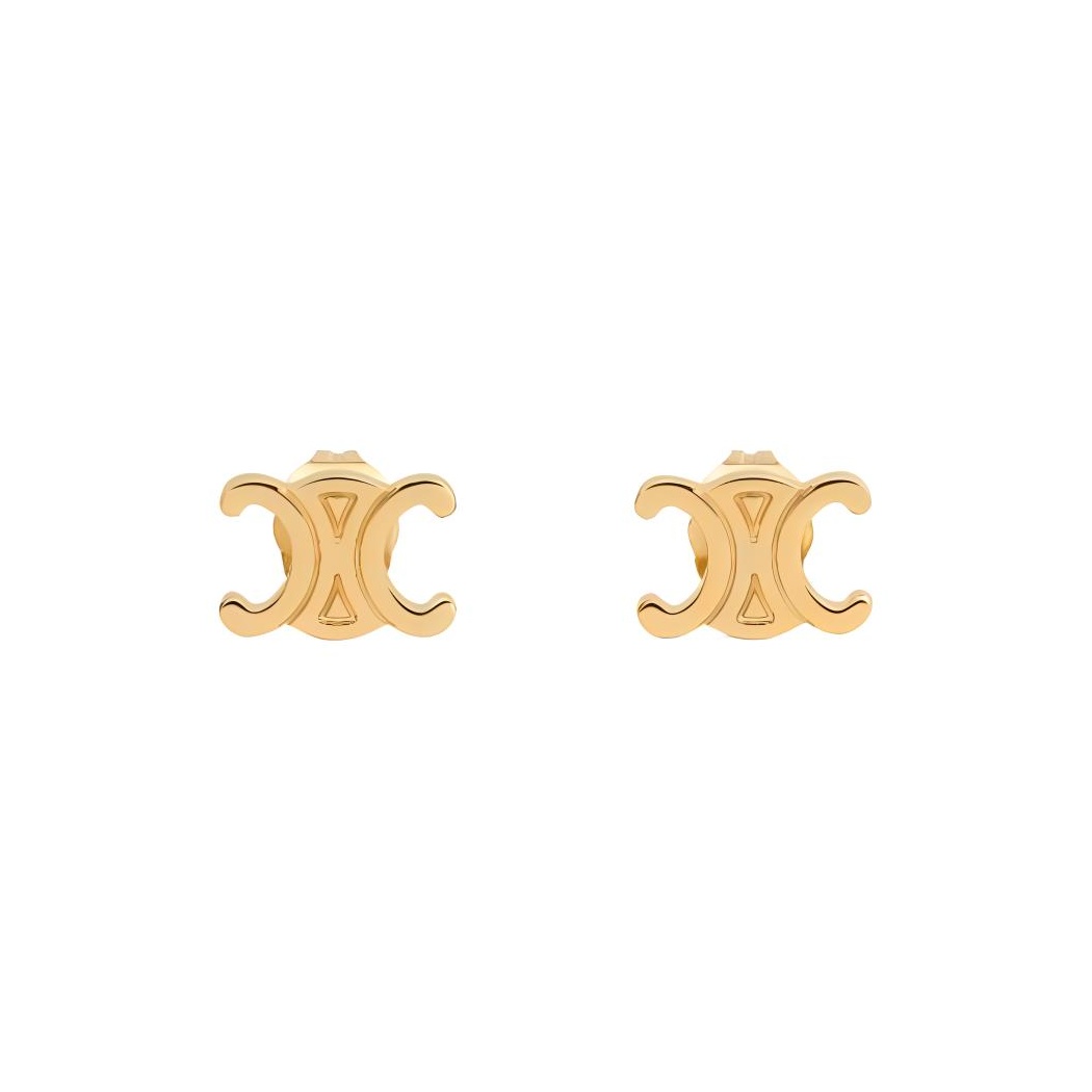 【国内発送】Triomphe Studs in Brass with Gold Finish CELINE Triomphe Studs in Brass With Gold Finish - POIZON