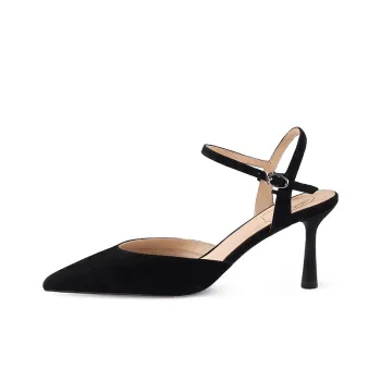 7or9 Black Leaf Crape Myrtle High Heels 7cm Women's Black