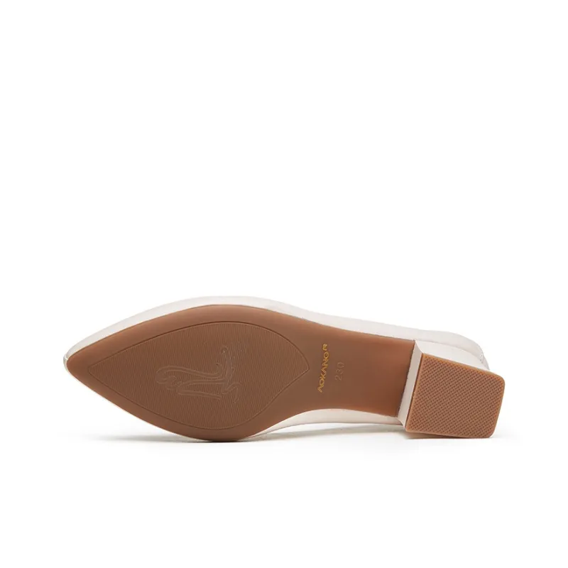 AOKANG Chunky Heel High Heels Women's Beige-4