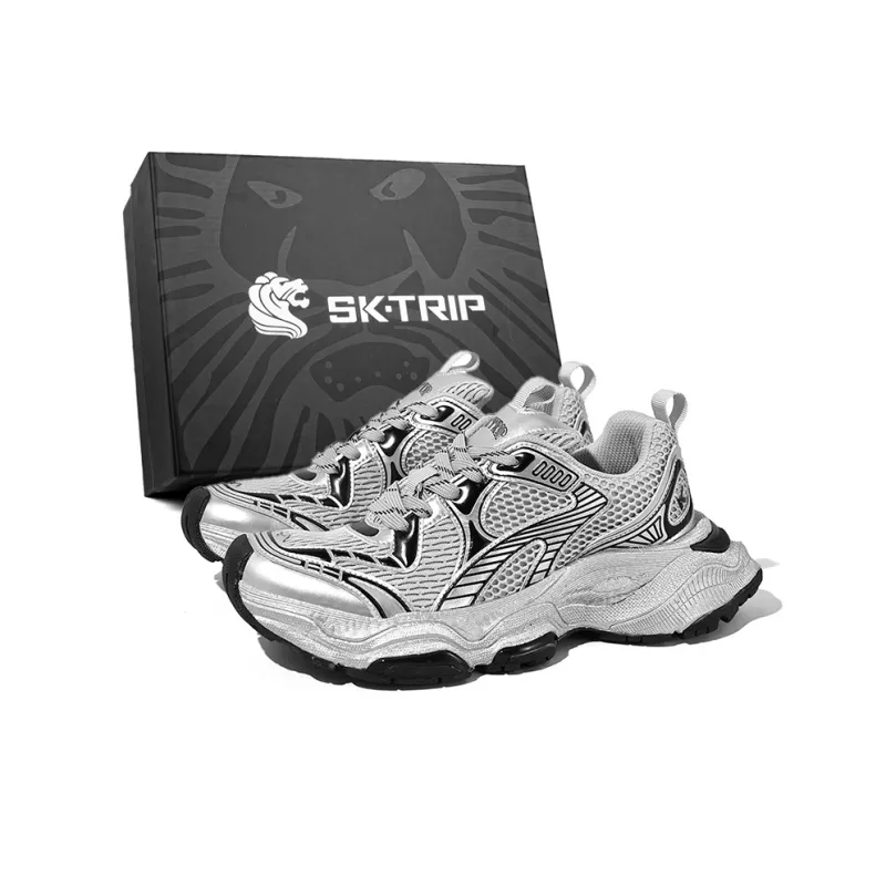 SK.TRIP Cushioned Wear-Resistant Supportive Lightweight Height Increasing Low-Top Running Shoes Unisex Titanium Gray-29