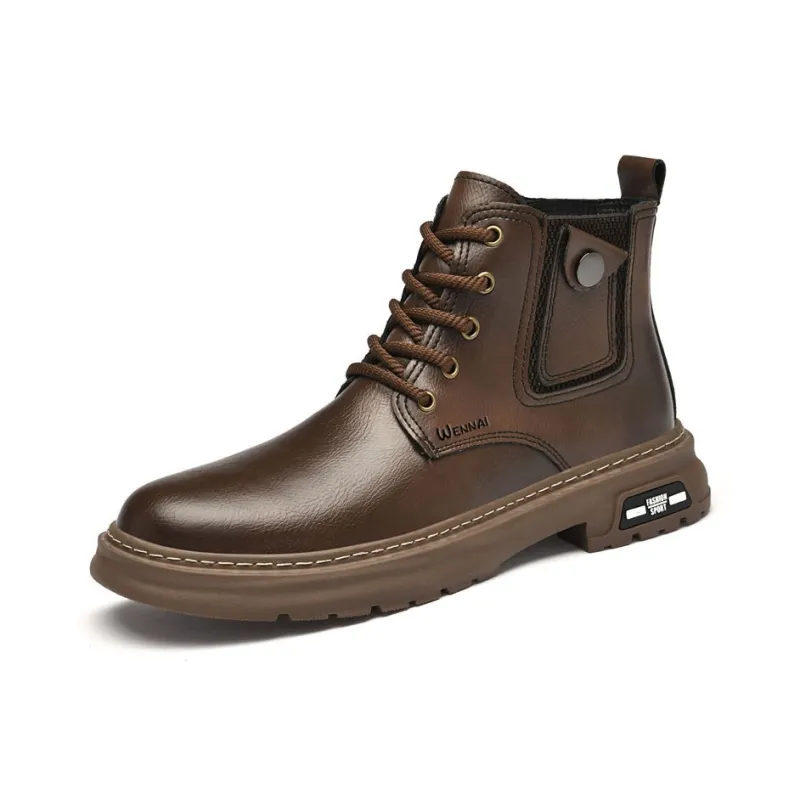 Wen Nai Short Martin Boot Men's Brown-1