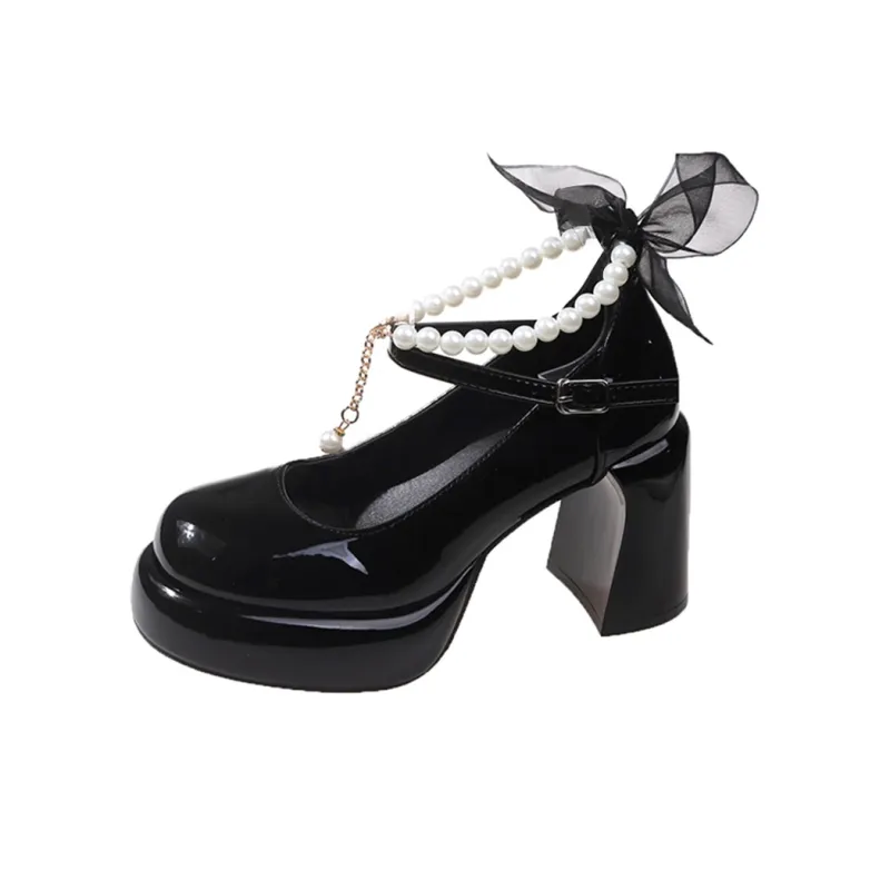 Take The Qin Chunky Heel High Heels 9cm Women's-6