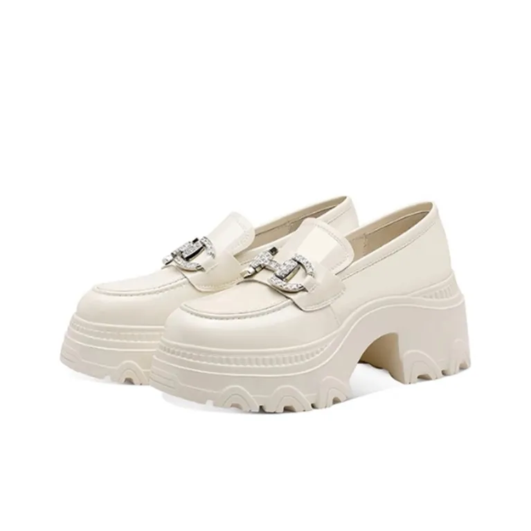 JESSICA SOPHIA Chunky Heel High Heels 7cm Women's Beige-4