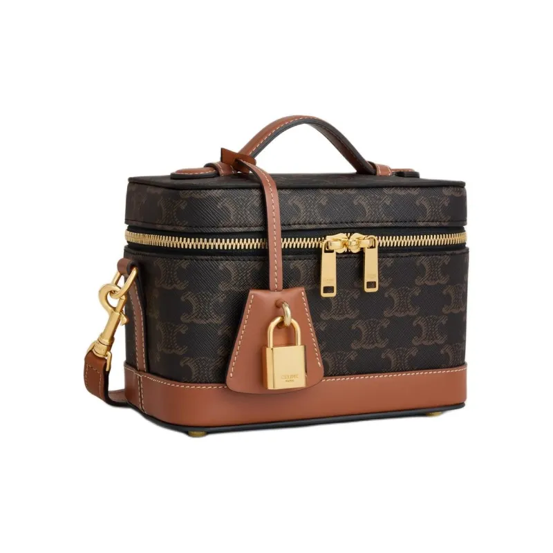 CELINE Triomphe Triomphe Canvas Box Bag Shoulder Bag Crossbody Bag Handbag Women's Brown-1