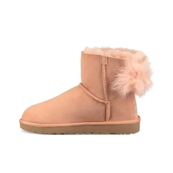 UGG Fluff Bow Mini Fleece Lined Pink Red Women's