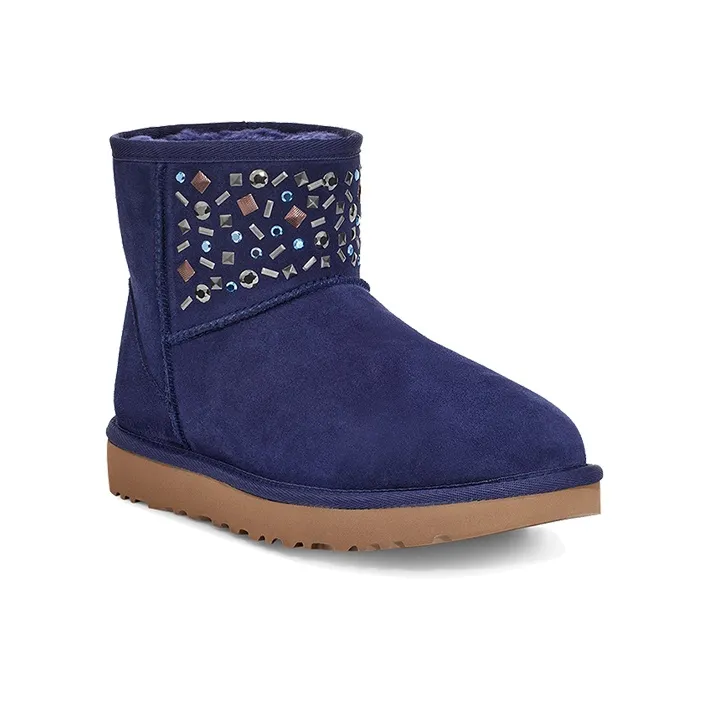 UGG Classic Mini Stud Ii Rivets Snow Boots Navy Women's-2