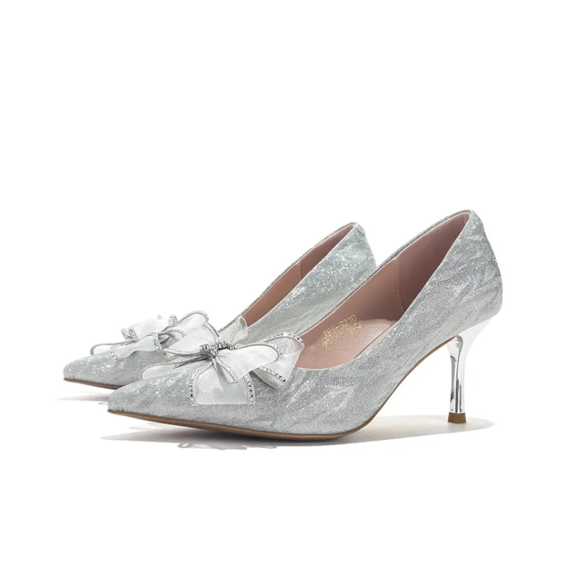 Jifffly Slim Heel High Heels Women's Silver-2
