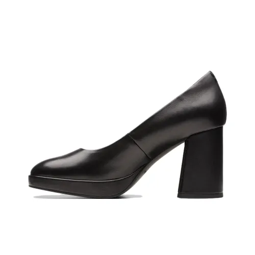 Clarks Chunky Heel High Heels 8.5cm Women's Black