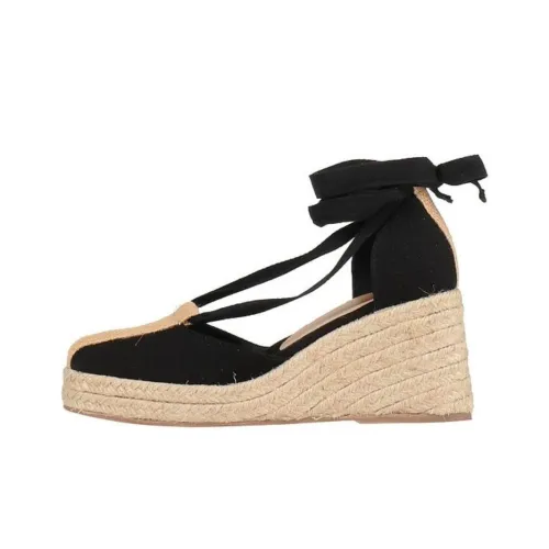 Castañer Wedge Heel High Heels Women's Black Beige