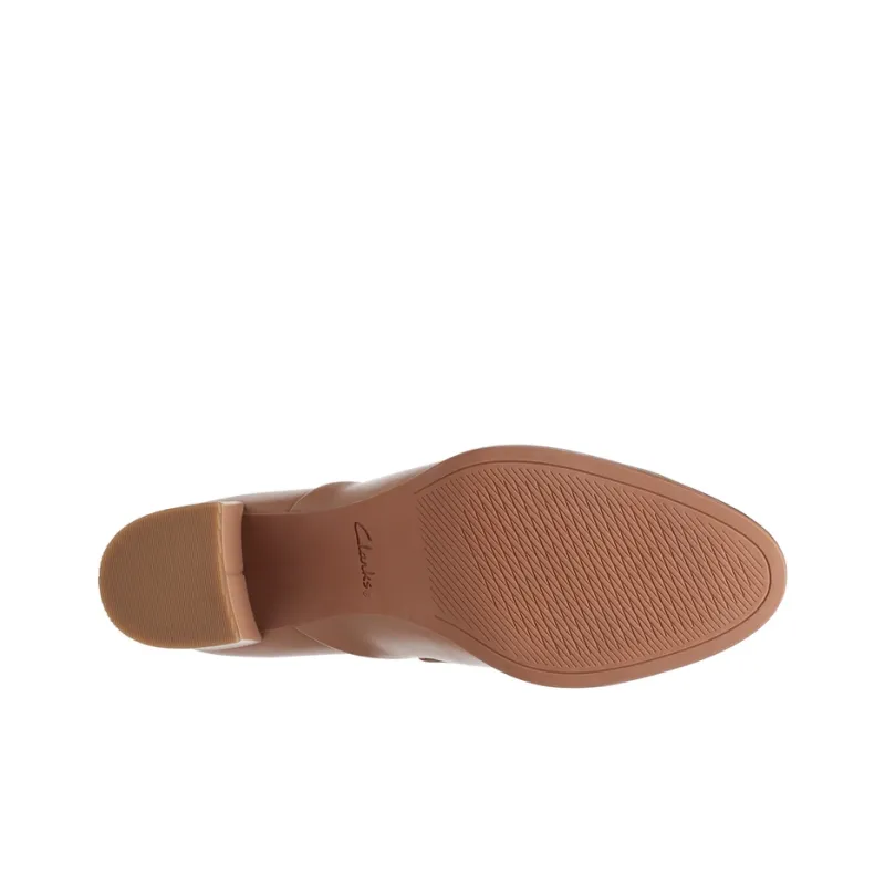 Clarks Frewa Series Chunky Heel High Heels Women's Flesh Pink-4