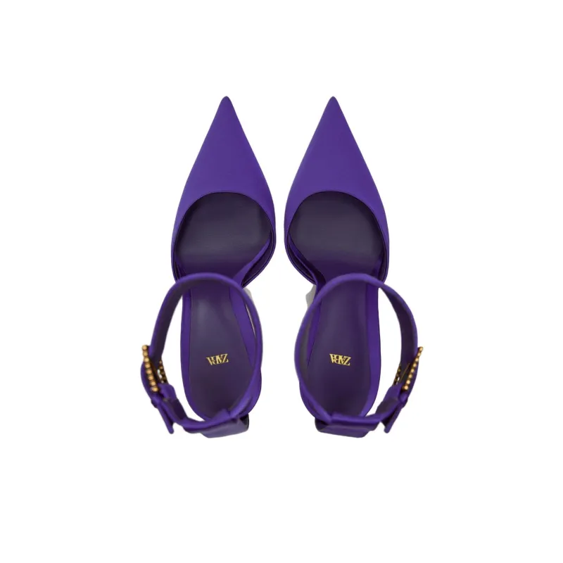 ZARA Slim Heel High Heels 9cm Women's Purple-2
