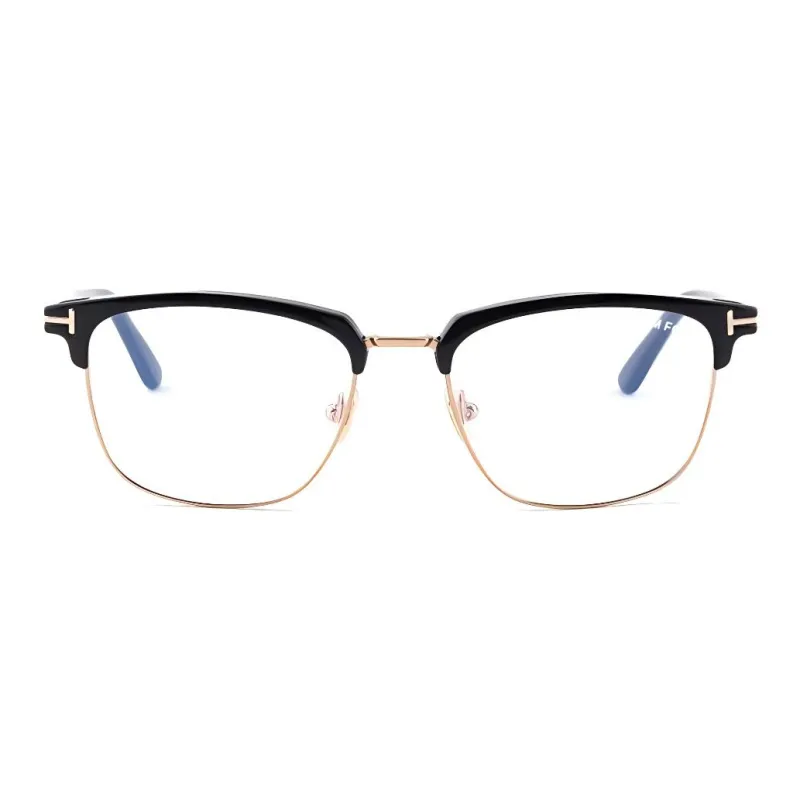 TF Plate And Metal Rectangular Eyeglass Frames Unisex Black-2