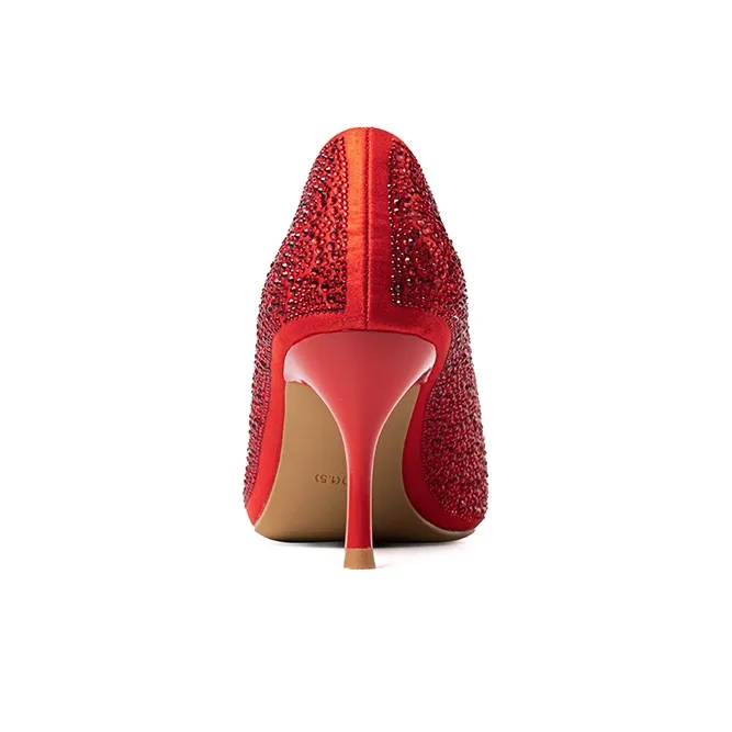 LAORENTOU Slim Heel High Heels 7cm Women's Red-4