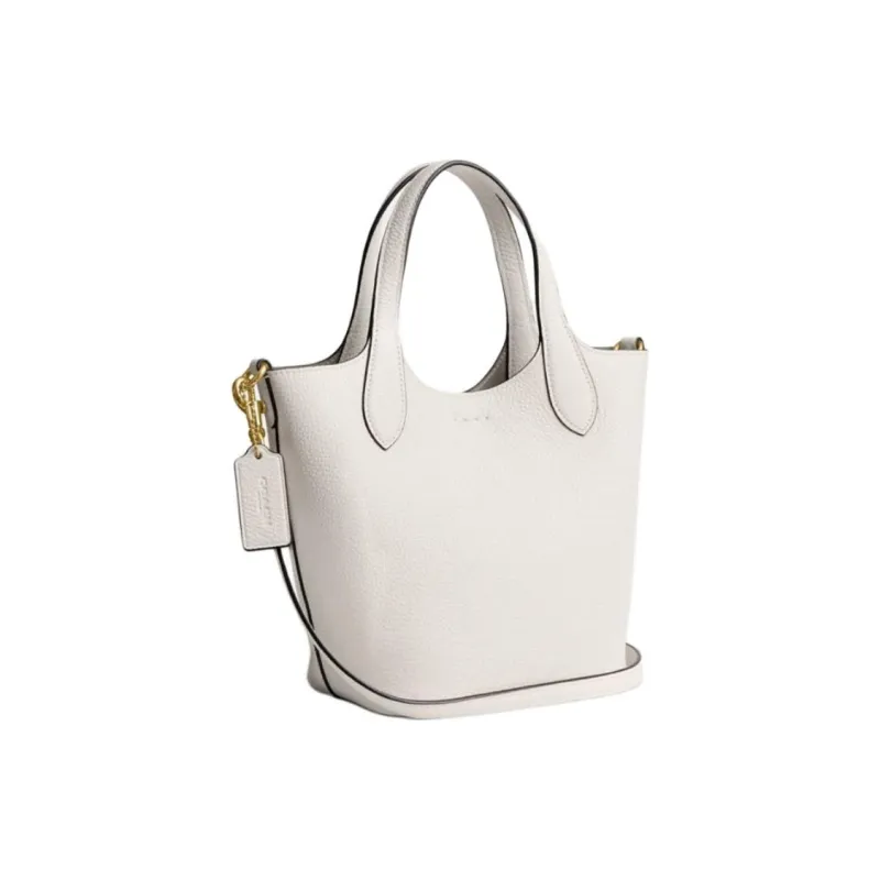 COACH Hanna Cow Leather Bucket Bags One Shoulder Handbags Small Size Women's Chalk White-1