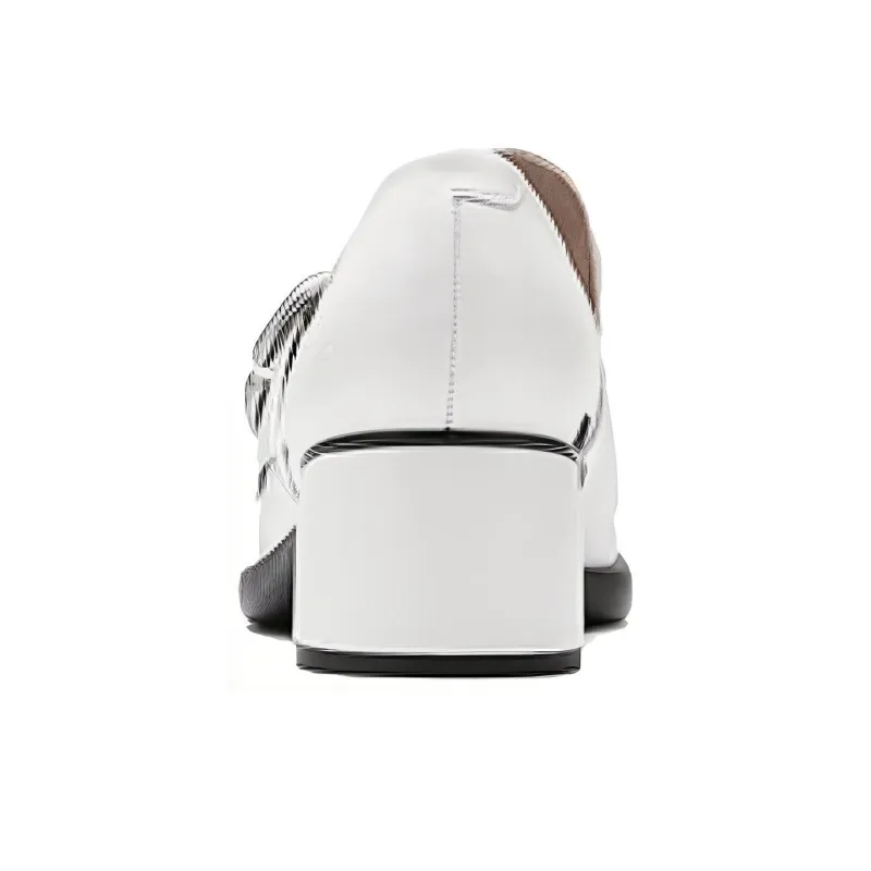 Ecco Chunky Heel High Heels 6.5cm Women's White-2