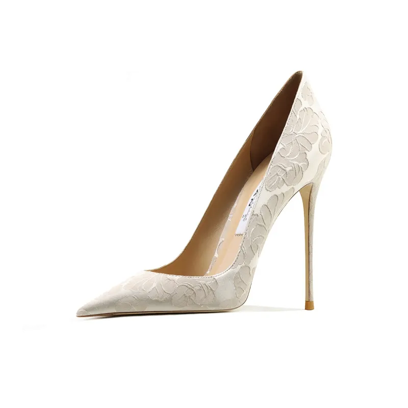 Ganxiaojie Slim Heel High Heels Women's Apricot-1