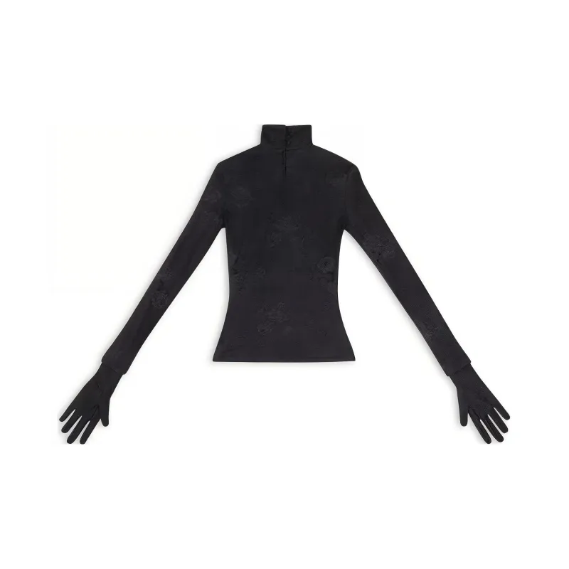 Balenciaga Lace Top With Gloves 'Black'-1