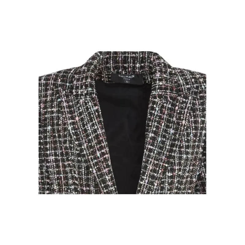 BALMAIN Single Breasted Tweed Jacket-6