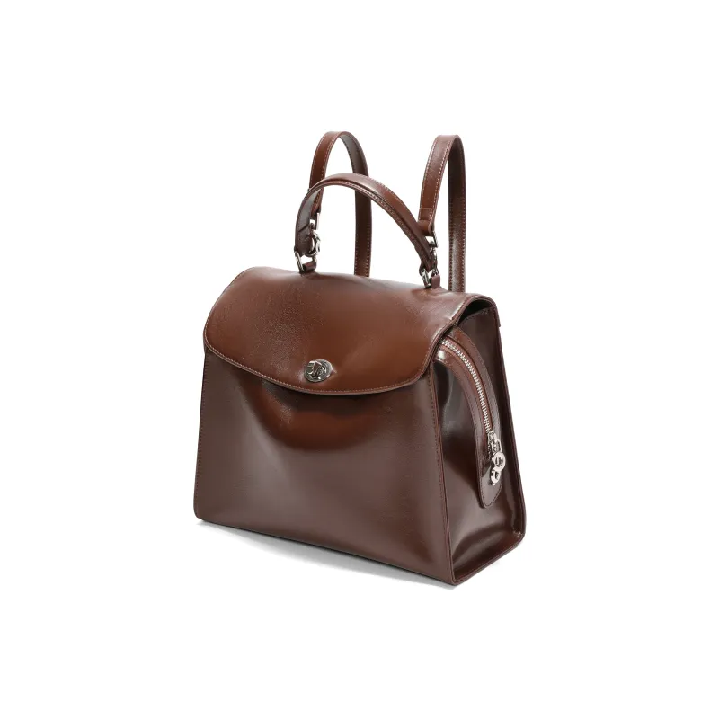 BELLE Synthetic Leather Backpack On The Shoulder Tubas Women's Black/Coffee-9
