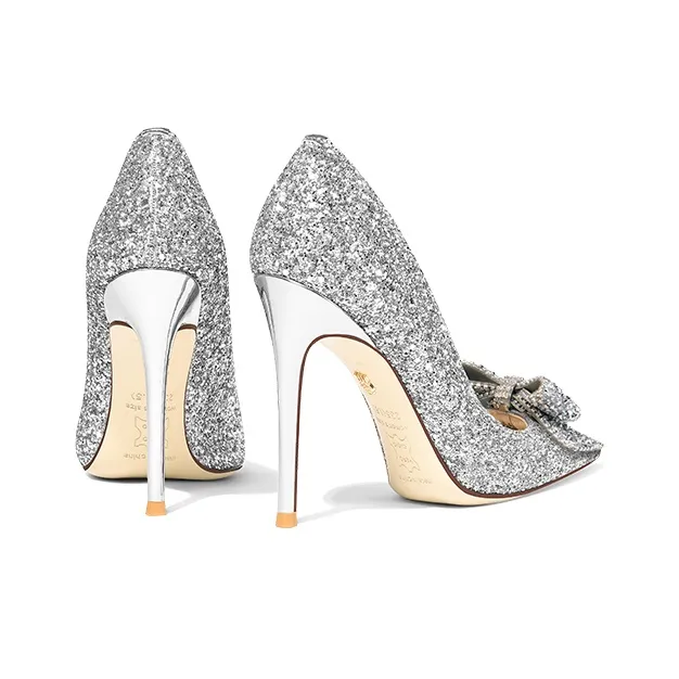LOLY Slim Heel High Heels Women's Silver-7