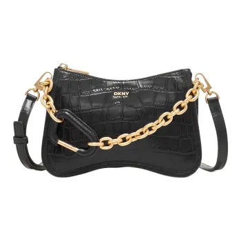 DKNY Leather Shoulder Bag Crossbody Bag Small Size Women's Black