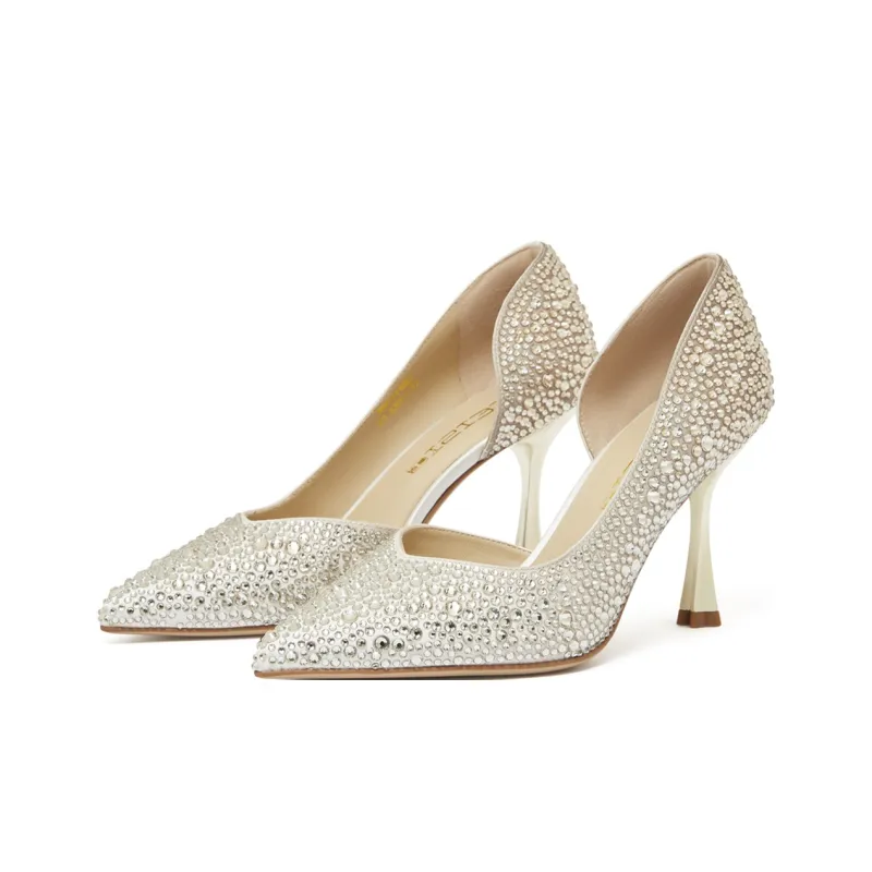 Lazi Slim Heel High Heels 8.5cm Women's Champagne-4