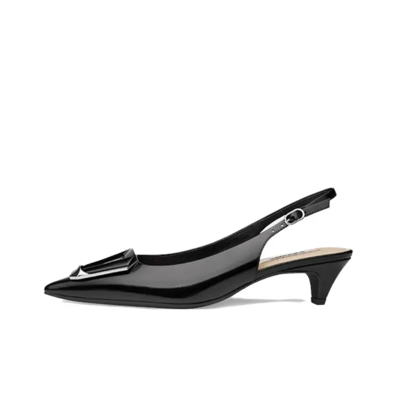 73Hours Barcelona Slim Heel High Heels 4cm Women's Black/Light Pink/White-3