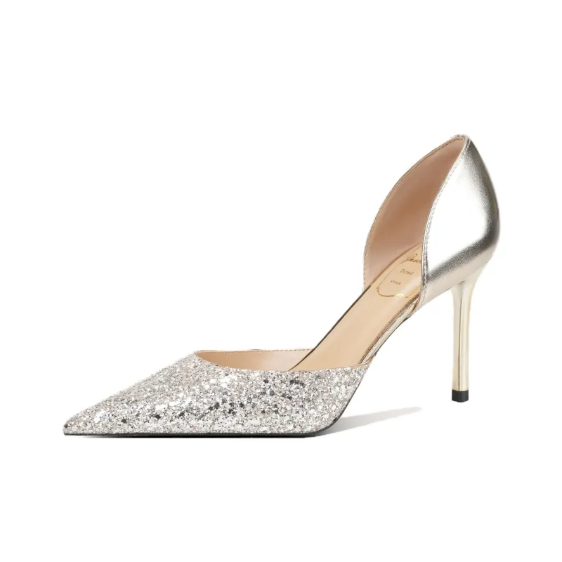 Zubumei Slim Heel High Heels Women's Silver-6