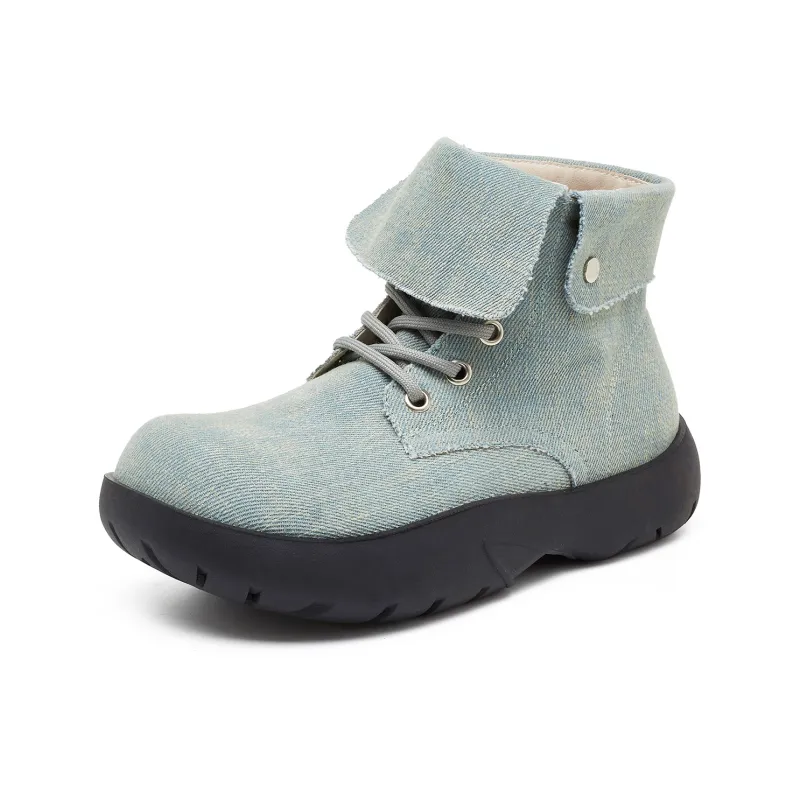 OULISASI Ankle Boots Women's Denim Blue-1