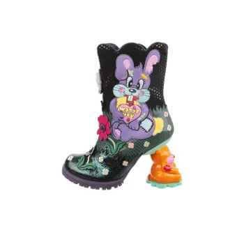 IRREGULAR CHOICE Bad Bunny Ankle Boots 9.5cm Women's Black Green