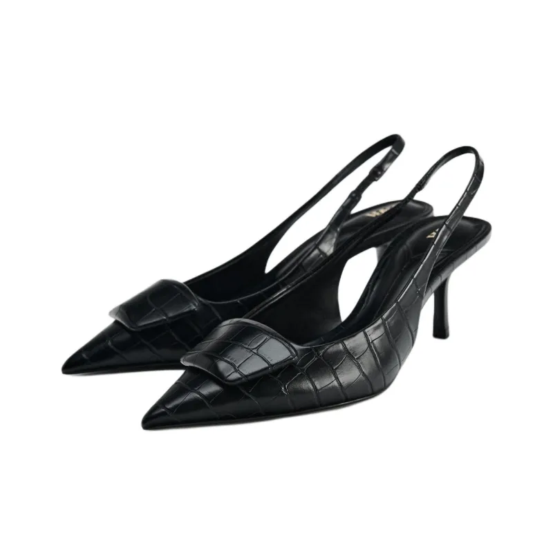 ZARA Slim Heel High Heels 6.5cm Women's Black-2