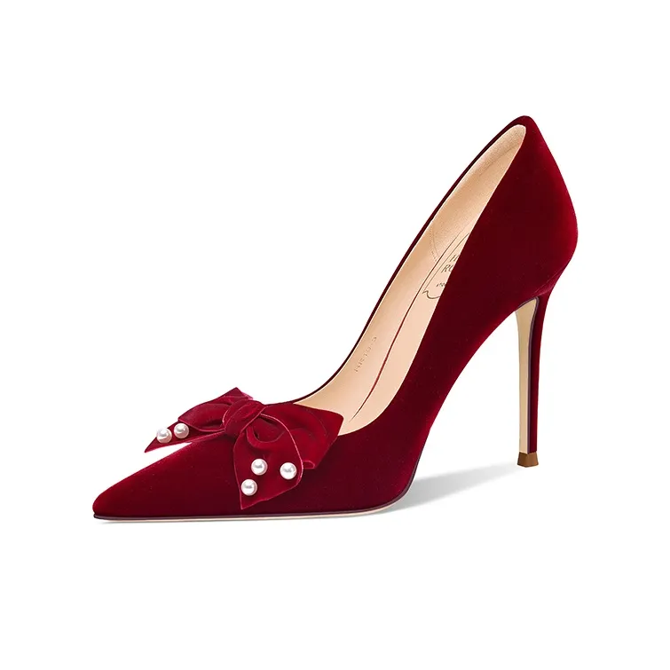 Holy Rose Slim Heel High Heels Women's Burgundy-0