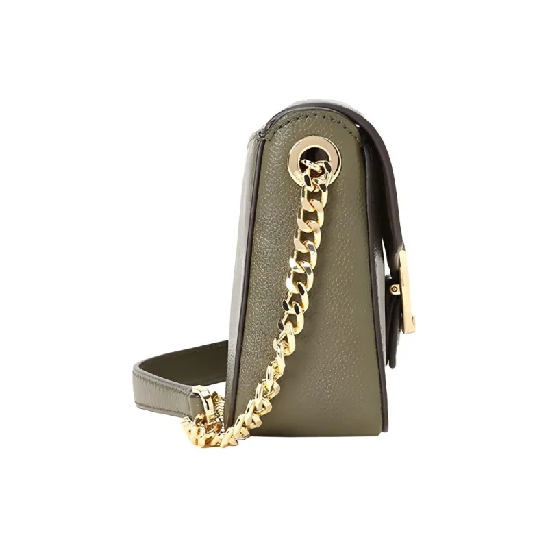MICHAEL KORS Wanda Cow Leather With Fabric Shoulder Bag Crossbody Bag Small Size Women's Olive Green-2