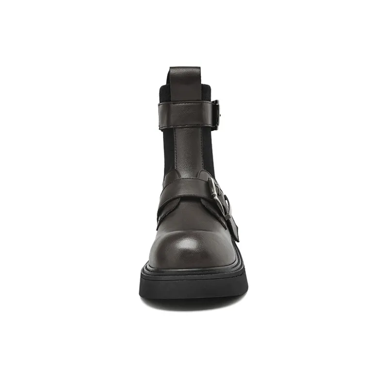 HLA Ankle Boots Women's Black/Brown Red-2