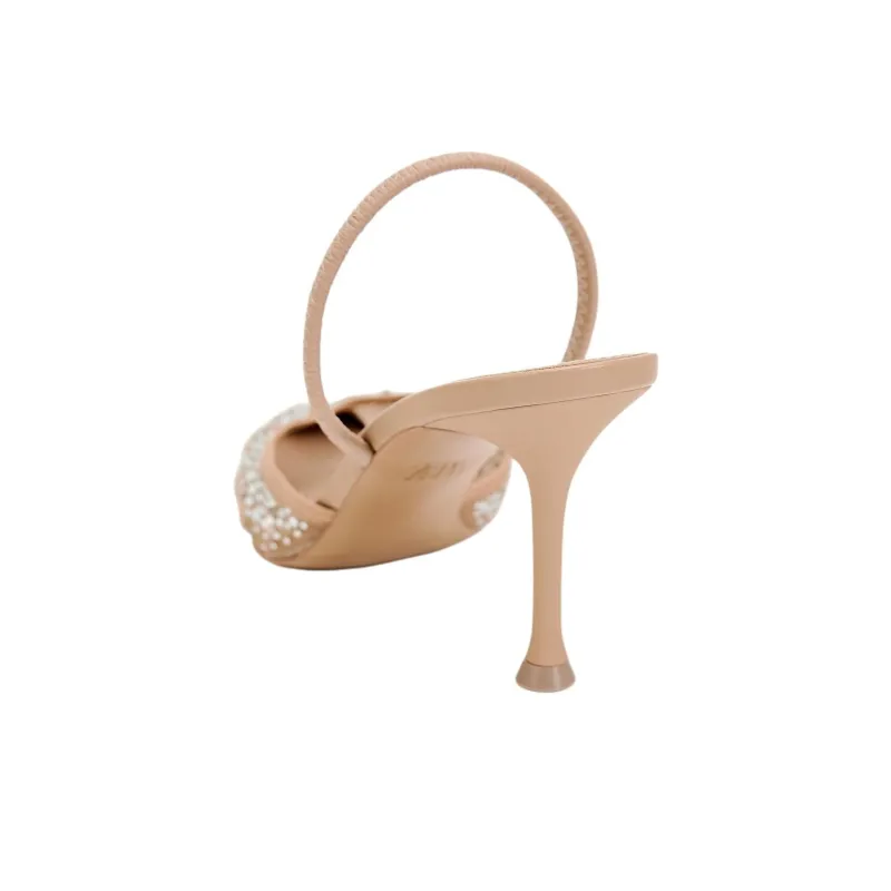 ZARA Slim Heel High Heels 8cm Women's Beige-5