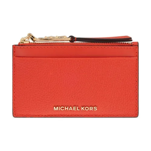 MICHAEL KORS Leather Card Holder Women's Orange Red