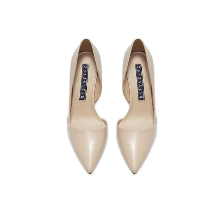 ZSAZSAZSU Upper East Side Lady Slim Heel High Heels 8.5cm Women's Apricot-2