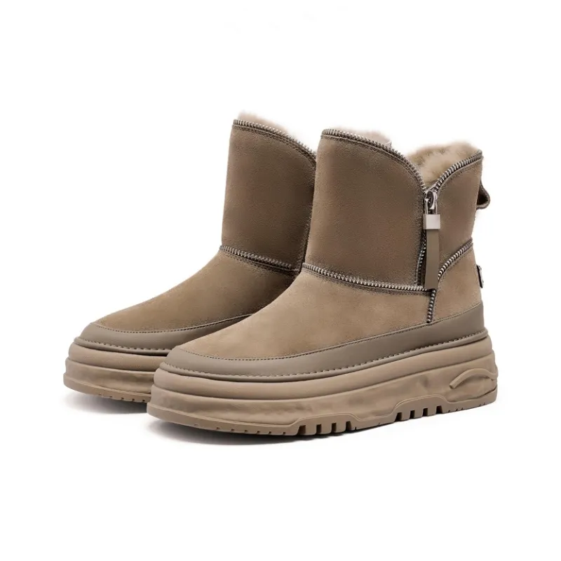 Suan Ba Hui Warm Water-Resistant Wear-Resistant Height Increasing Slip-Resistant Coverage Short Snow Boots Women's-6
