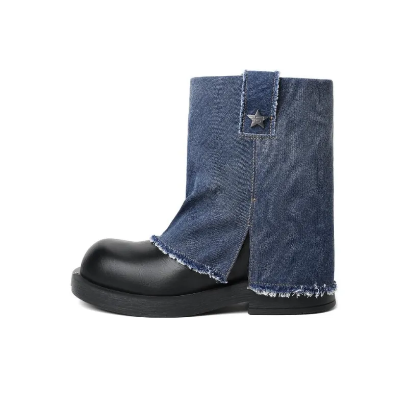 BELLE Ankle Boots 3.5cm Women's Denim Blue-0