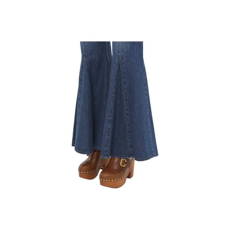 Chloé Logo Patch Flared Jeans-5