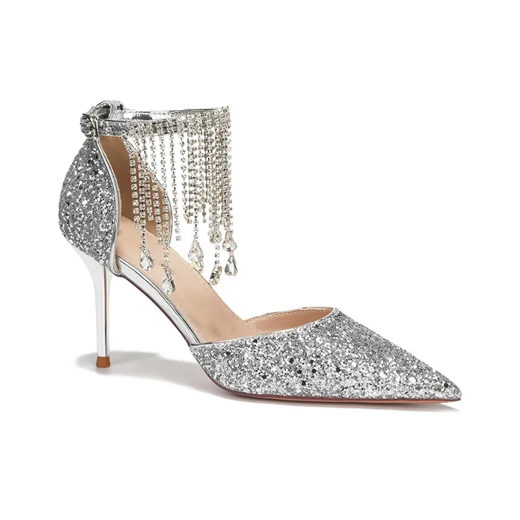 TADSW High Heels Women's Silver/Champagne-1