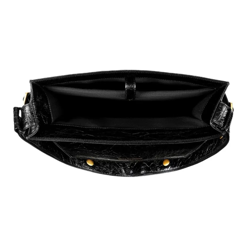 ROSA HERMOSO Cow Leather Laptop Bag, Portable Crossbody Bag, Shoulder Bag Regular Unisex Black-4