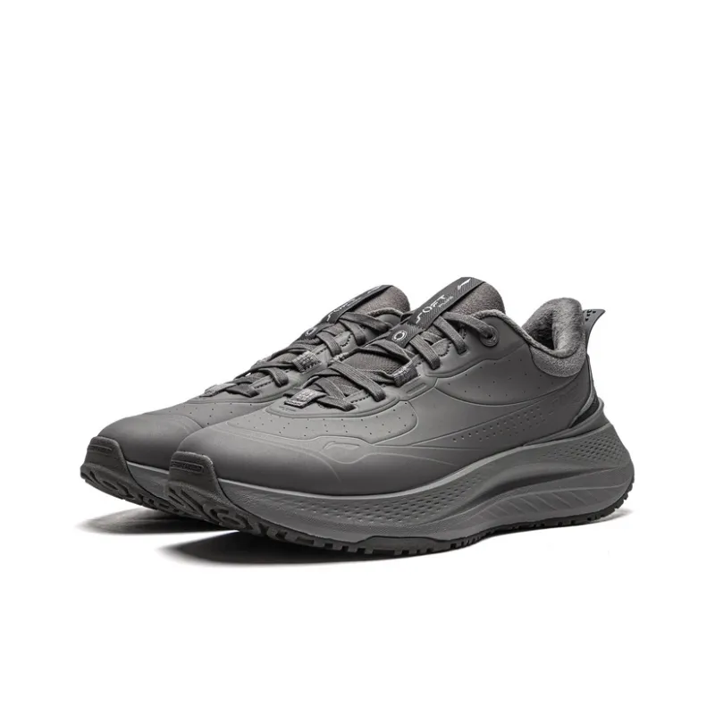 LiNing SOFT PLUS Anti Slip Wear Resistant Low Top Casual Shoes Men's Asphalt Gray-2