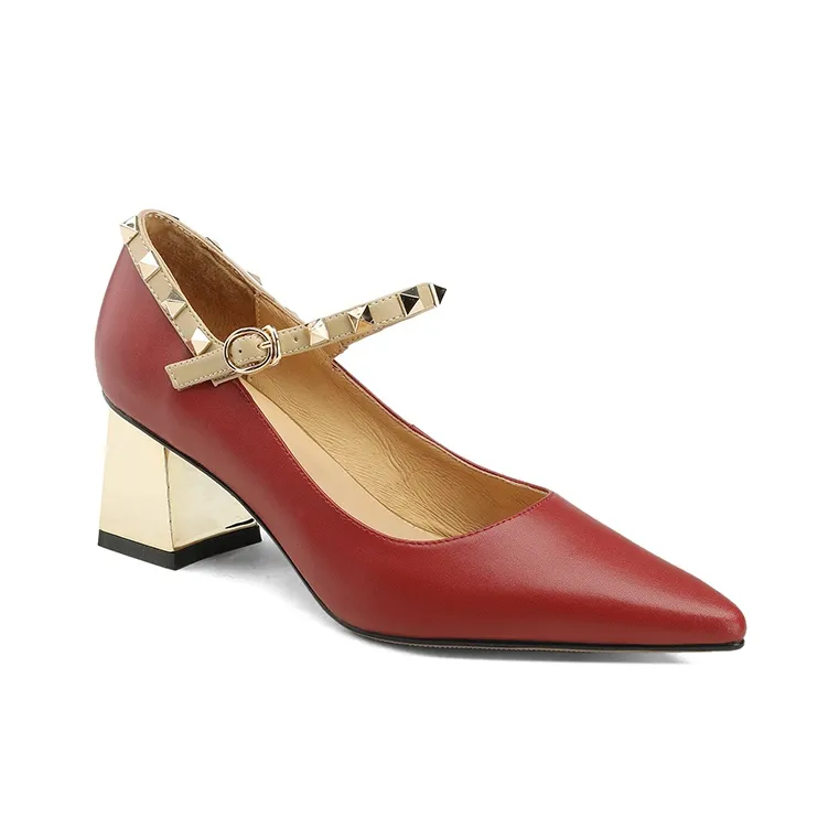 Naiyee High Heels Women's Burgundy/White-1