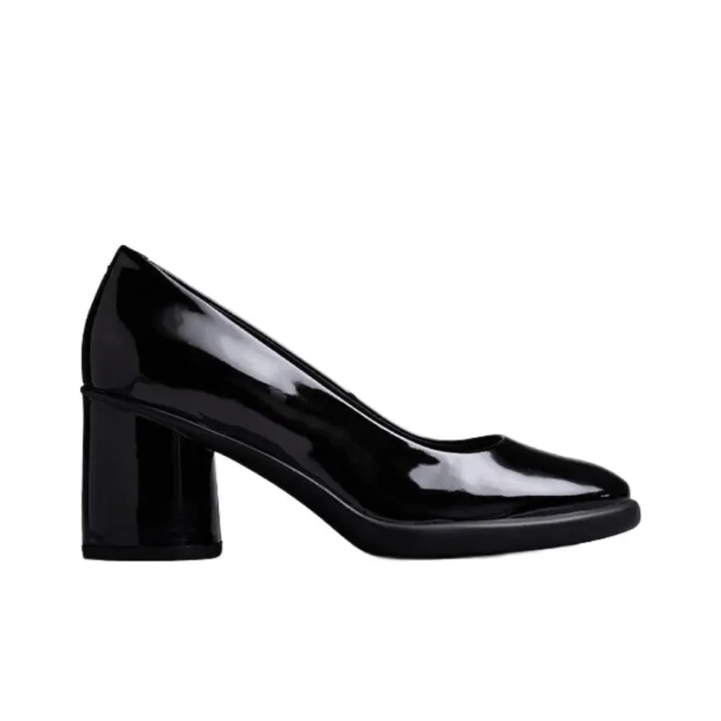 Ecco Chunky Heel High Heels 7cm Women's Bright Black-1